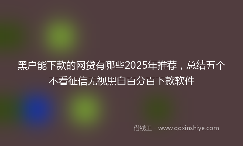 黑户能下款的网贷有哪些2025年推荐，总结五个不看征信无视黑白百分百下款软件