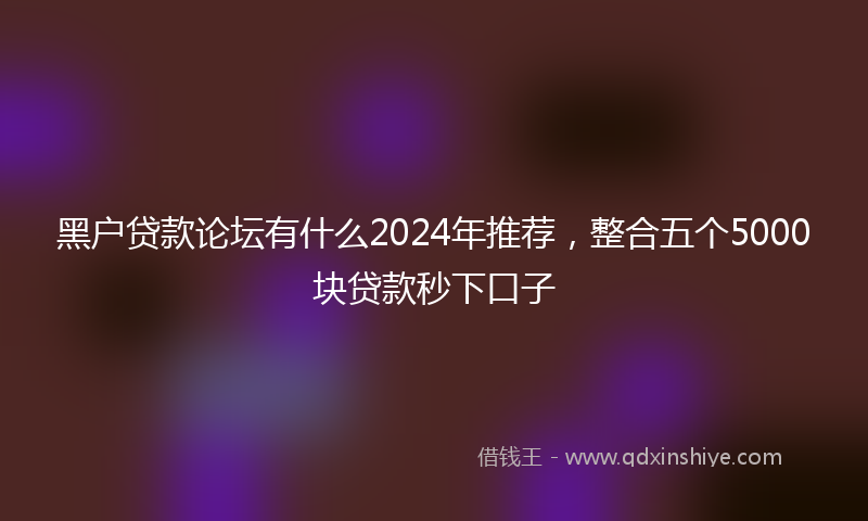黑户贷款论坛有什么2024年推荐，整合五个5000块贷款秒下口子