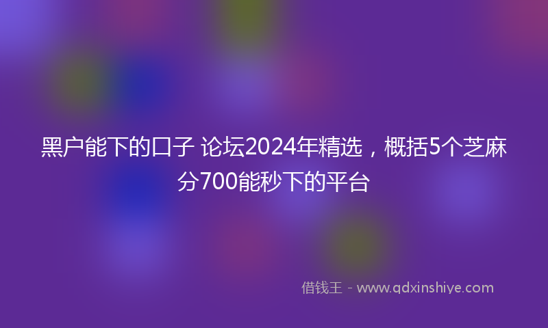 黑户能下的口子 论坛2024年精选，概括5个芝麻分700能秒下的平台