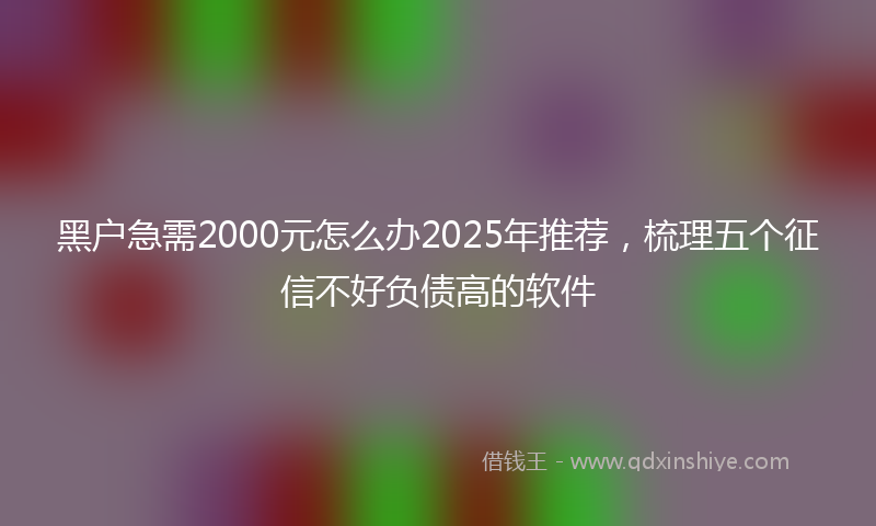 黑户急需2000元怎么办2025年推荐，梳理五个征信不好负债高的软件