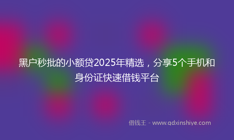 黑户秒批的小额贷2025年精选，分享5个手机和身份证快速借钱平台