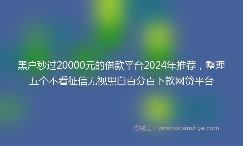 黑户秒过20000元的借款平台2024年推荐，整理五个不看征信无视黑白百分百下款网贷平台