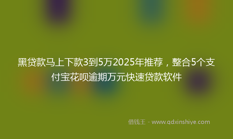 黑贷款马上下款3到5万2025年推荐，整合5个支付宝花呗逾期万元快速贷款软件