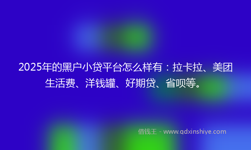 2025年的黑户小贷平台怎么样有：拉卡拉、美团生活费、洋钱罐、好期贷、省呗等。