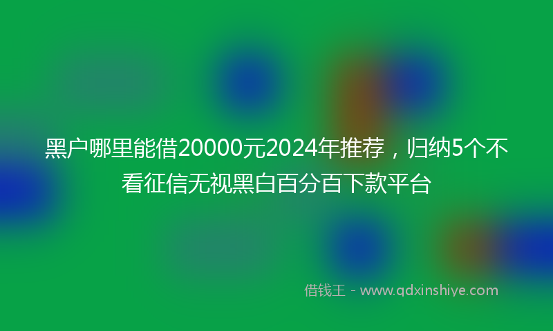 黑户哪里能借20000元2024年推荐，归纳5个不看征信无视黑白百分百下款平台