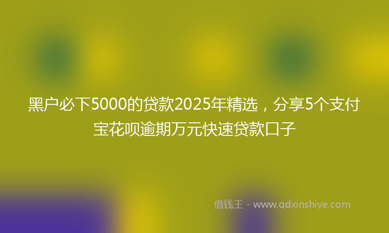 黑户必下5000的贷款2025年精选，分享5个支付宝花呗逾期万元快速贷款口子