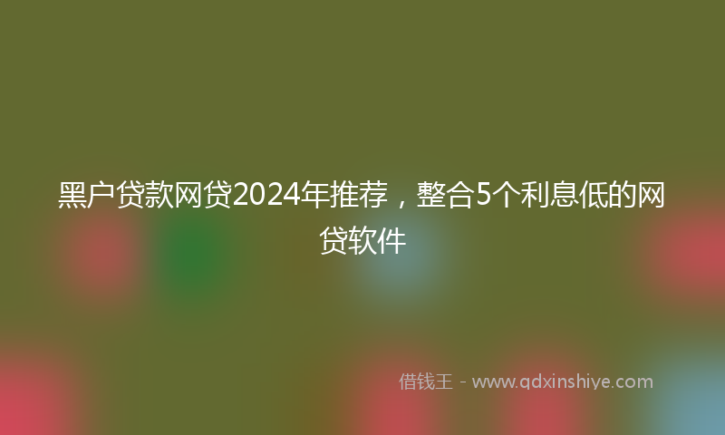 黑户贷款网贷2024年推荐，整合5个利息低的网贷软件
