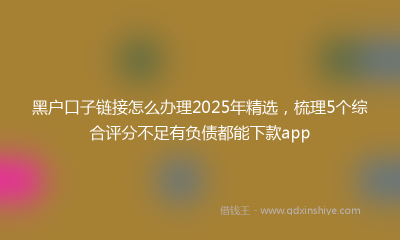黑户口子链接怎么办理2025年精选，梳理5个综合评分不足有负债都能下款app
