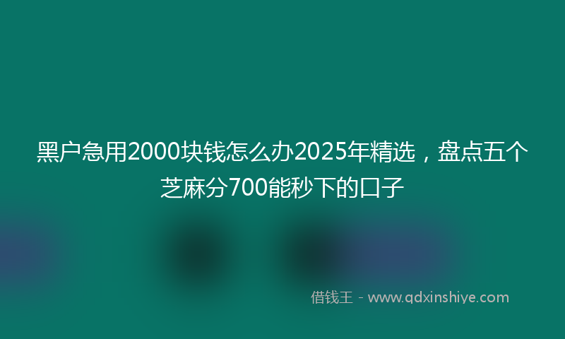 黑户急用2000块钱怎么办2025年精选，盘点五个芝麻分700能秒下的口子
