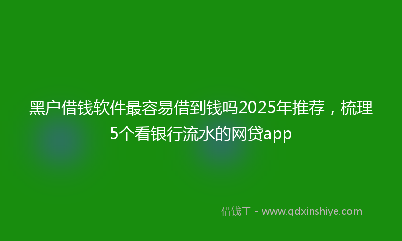 黑户借钱软件最容易借到钱吗2025年推荐，梳理5个看银行流水的网贷app