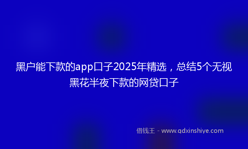 黑户能下款的app口子2025年精选，总结5个无视黑花半夜下款的网贷口子