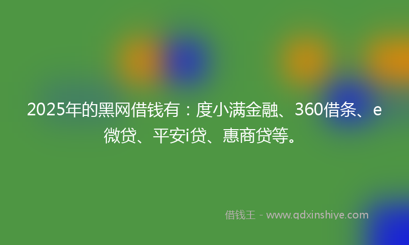 2025年的黑网借钱有：度小满金融、360借条、e微贷、平安i贷、惠商贷等。