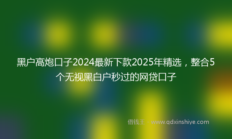 黑户高炮口子2024最新下款2025年精选，整合5个无视黑白户秒过的网贷口子