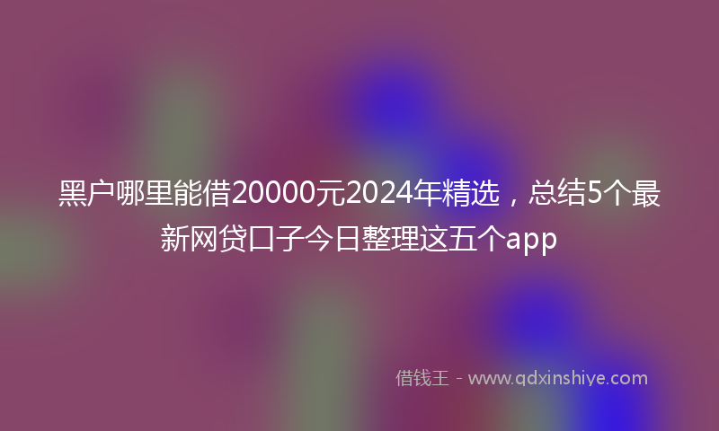 黑户哪里能借20000元2024年精选，总结5个最新网贷口子今日整理这五个app