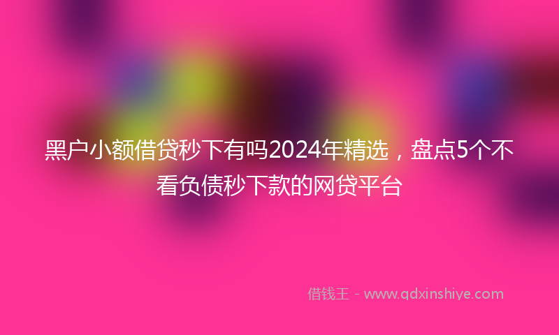 黑户小额借贷秒下有吗2024年精选，盘点5个不看负债秒下款的网贷平台