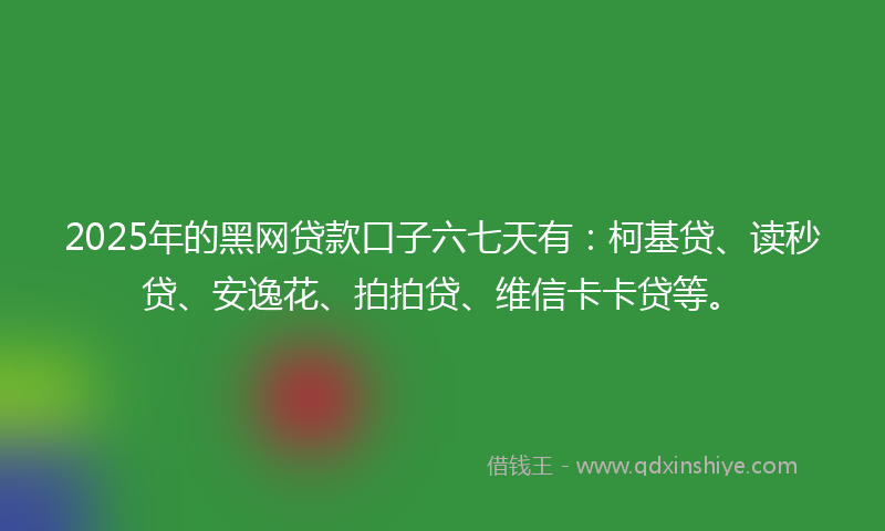 2025年的黑网贷款口子六七天有：柯基贷、读秒贷、安逸花、拍拍贷、维信卡卡贷等。