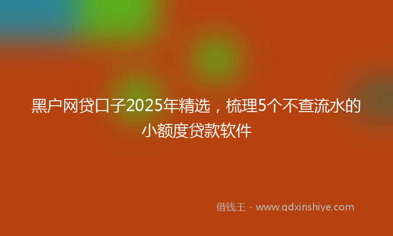 黑户网贷口子2025年精选，梳理5个不查流水的小额度贷款软件