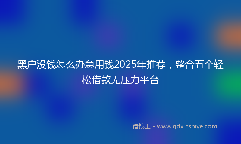 黑户没钱怎么办急用钱2025年推荐，整合五个轻松借款无压力平台