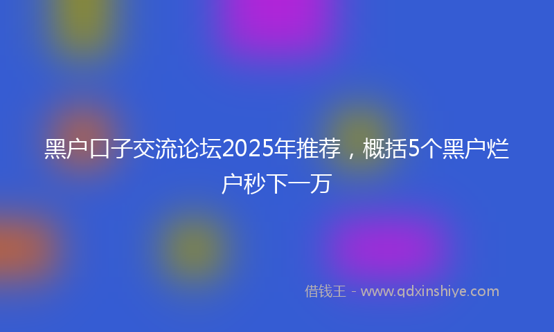 黑户口子交流论坛2025年推荐，概括5个黑户烂户秒下一万