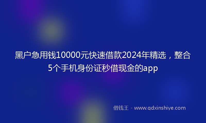 黑户急用钱10000元快速借款2024年精选，整合5个手机身份证秒借现金的app