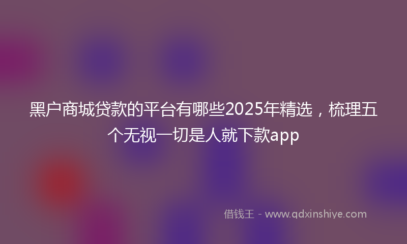 黑户商城贷款的平台有哪些2025年精选，梳理五个无视一切是人就下款app