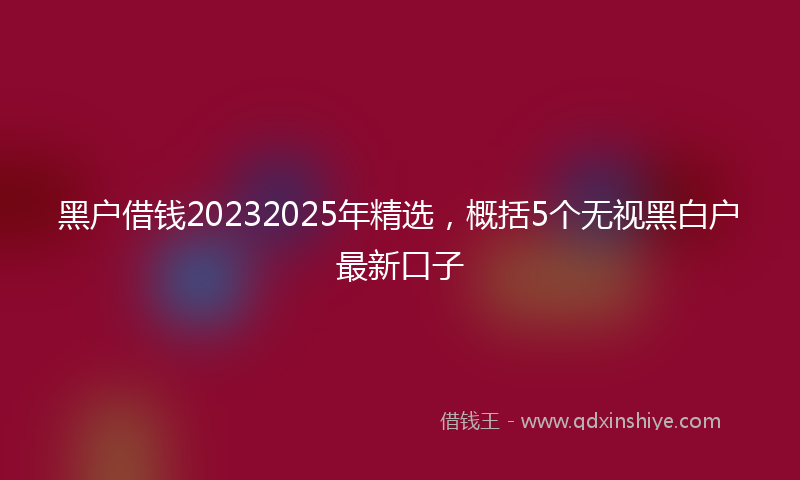黑户借钱20232025年精选，概括5个无视黑白户最新口子