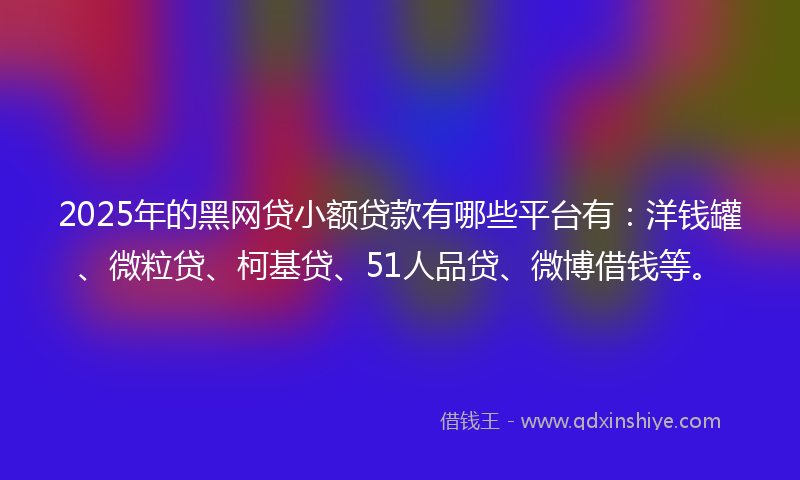 2025年的黑网贷小额贷款有哪些平台有：洋钱罐、微粒贷、柯基贷、51人品贷、微博借钱等。