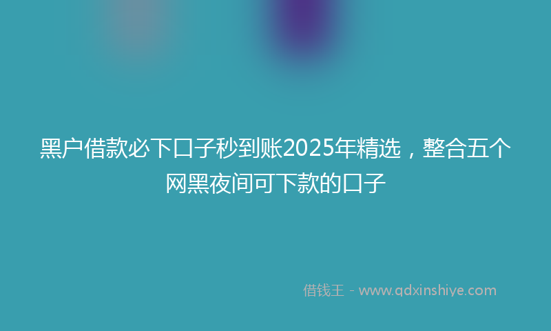 黑户借款必下口子秒到账2025年精选，整合五个网黑夜间可下款的口子