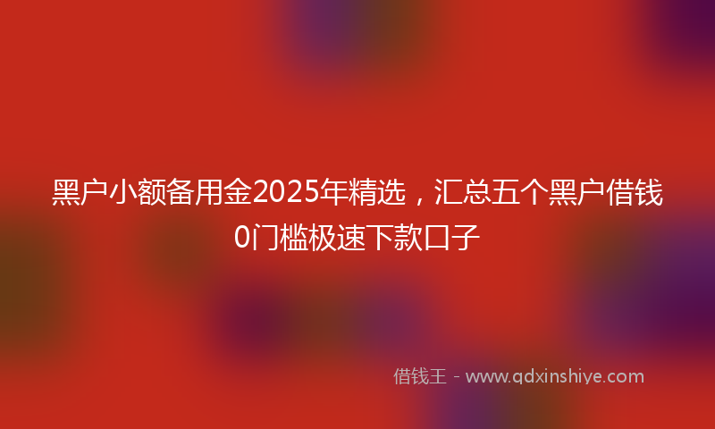 黑户小额备用金2025年精选，汇总五个黑户借钱0门槛极速下款口子