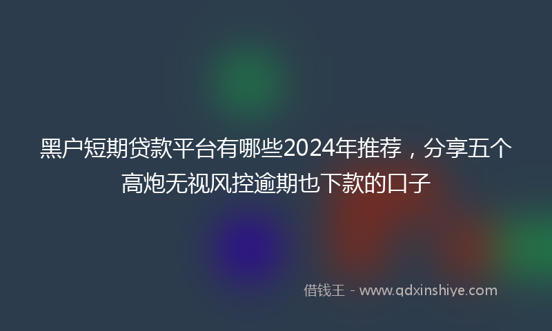 黑户短期贷款平台有哪些2024年推荐，分享五个高炮无视风控逾期也下款的口子