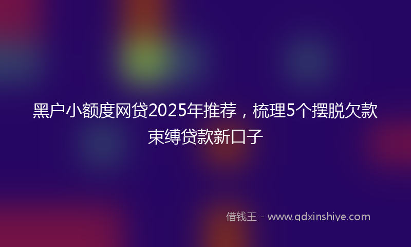 黑户小额度网贷2025年推荐，梳理5个摆脱欠款束缚贷款新口子