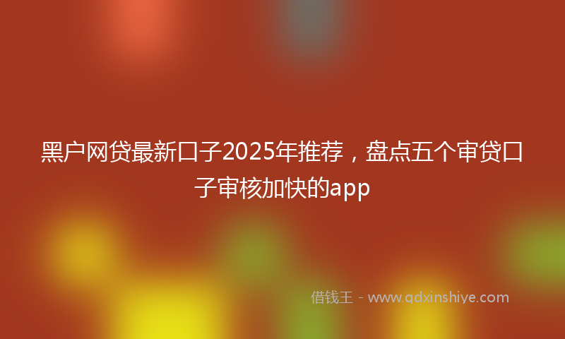 黑户网贷最新口子2025年推荐，盘点五个审贷口子审核加快的app