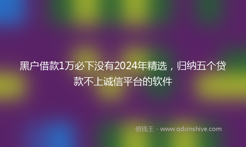 黑户借款1万必下没有2024年精选，归纳五个贷款不上诚信平台的软件