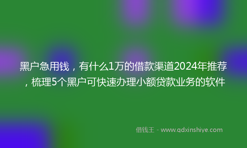 黑户急用钱，有什么1万的借款渠道2024年推荐，梳理5个黑户可快速办理小额贷款业务的软件