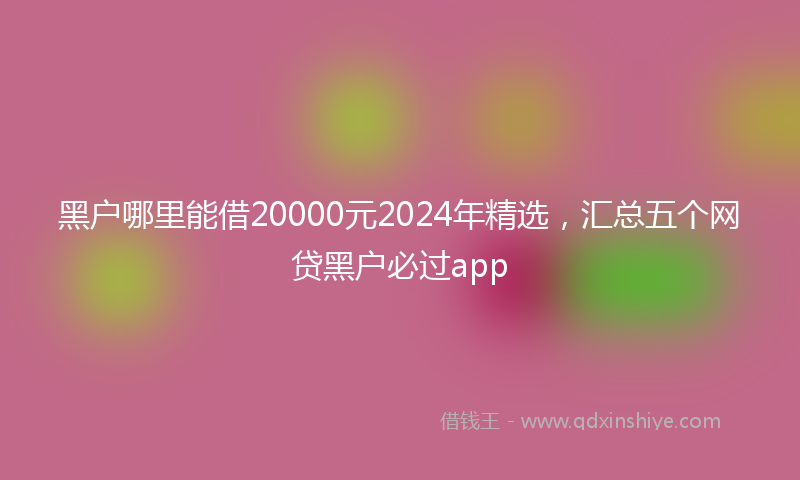 黑户哪里能借20000元2024年精选，汇总五个网贷黑户必过app
