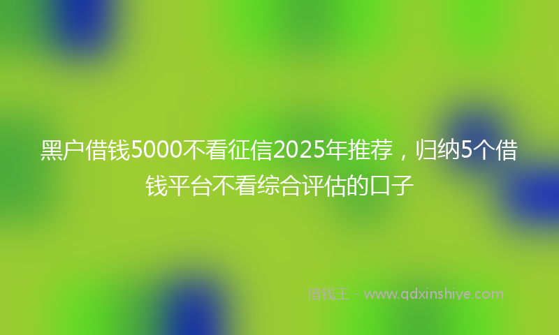 黑户借钱5000不看征信2025年推荐，归纳5个借钱平台不看综合评估的口子