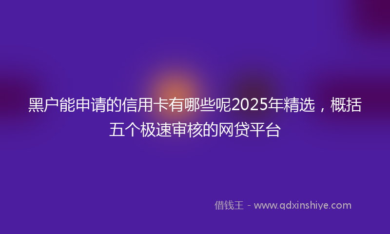 黑户能申请的信用卡有哪些呢2025年精选，概括五个极速审核的网贷平台