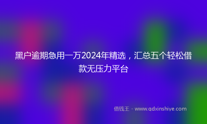 黑户逾期急用一万2024年精选，汇总五个轻松借款无压力平台