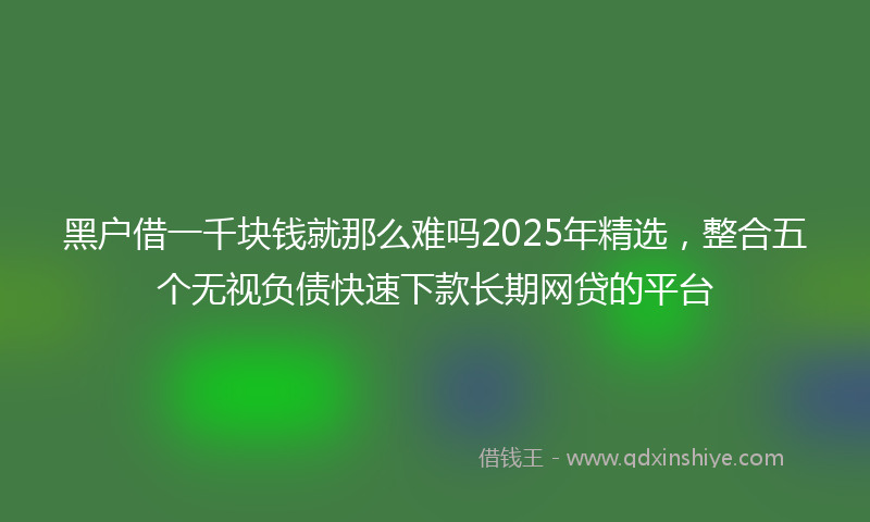 黑户借一千块钱就那么难吗2025年精选，整合五个无视负债快速下款长期网贷的平台