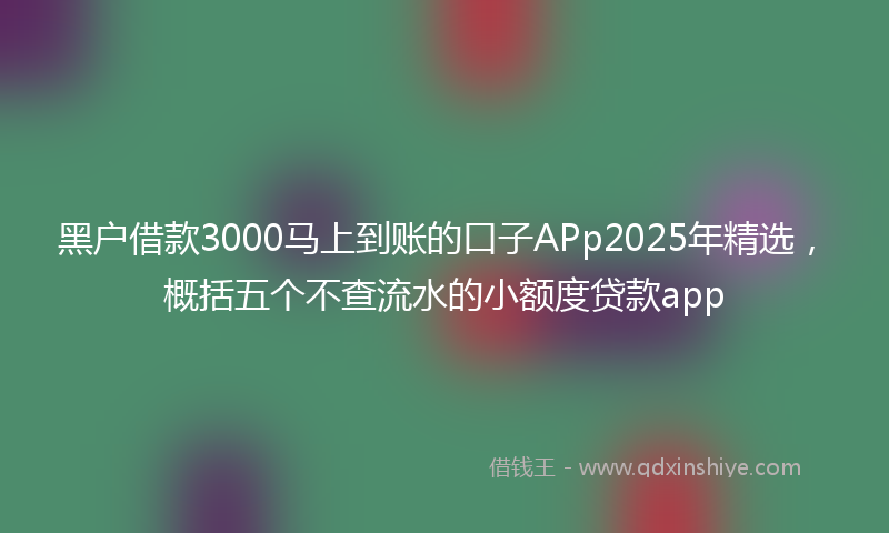 黑户借款3000马上到账的口子APp2025年精选，概括五个不查流水的小额度贷款app