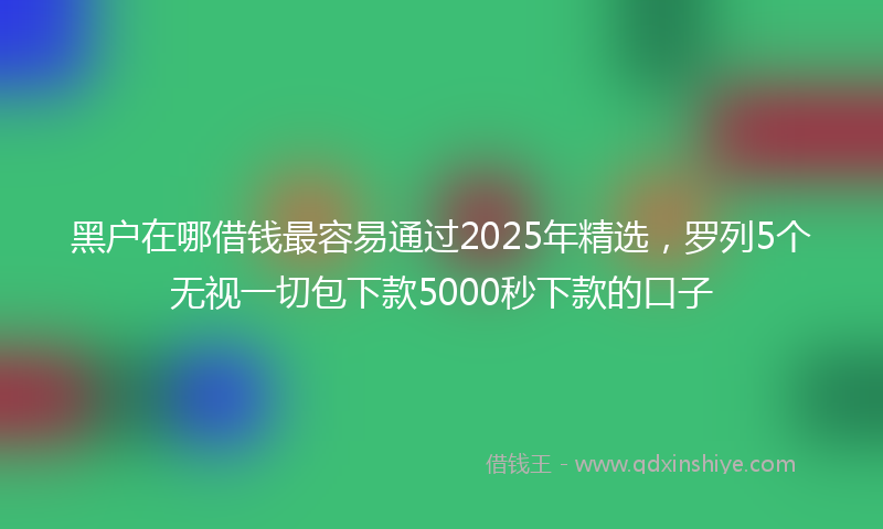 黑户在哪借钱最容易通过2025年精选，罗列5个无视一切包下款5000秒下款的口子