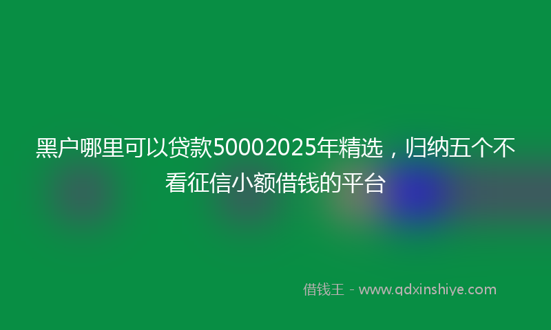 黑户哪里可以贷款50002025年精选，归纳五个不看征信小额借钱的平台