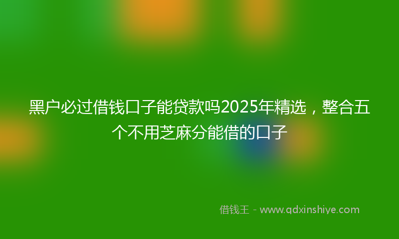 黑户必过借钱口子能贷款吗2025年精选，整合五个不用芝麻分能借的口子