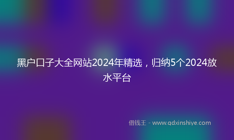 黑户口子大全网站2024年精选，归纳5个2024放水平台