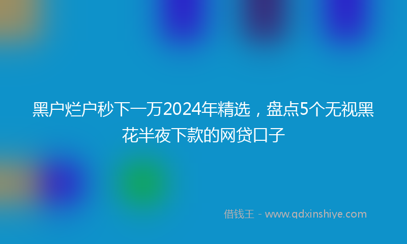 黑户烂户秒下一万2024年精选，盘点5个无视黑花半夜下款的网贷口子