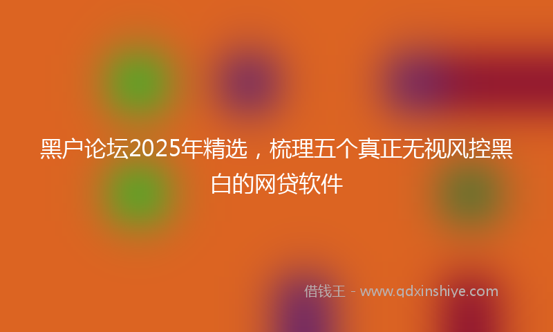 黑户论坛2025年精选，梳理五个真正无视风控黑白的网贷软件