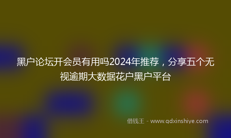 黑户论坛开会员有用吗2024年推荐，分享五个无视逾期大数据花户黑户平台