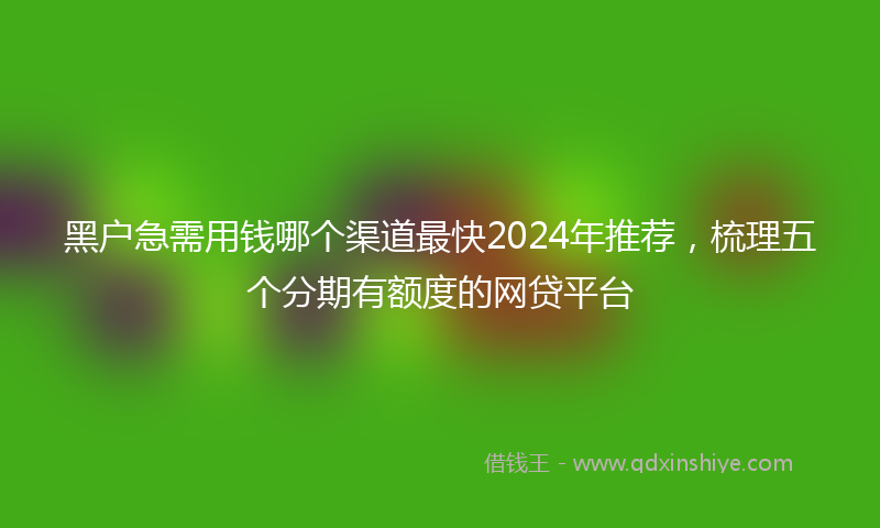 黑户急需用钱哪个渠道最快2024年推荐，梳理五个分期有额度的网贷平台