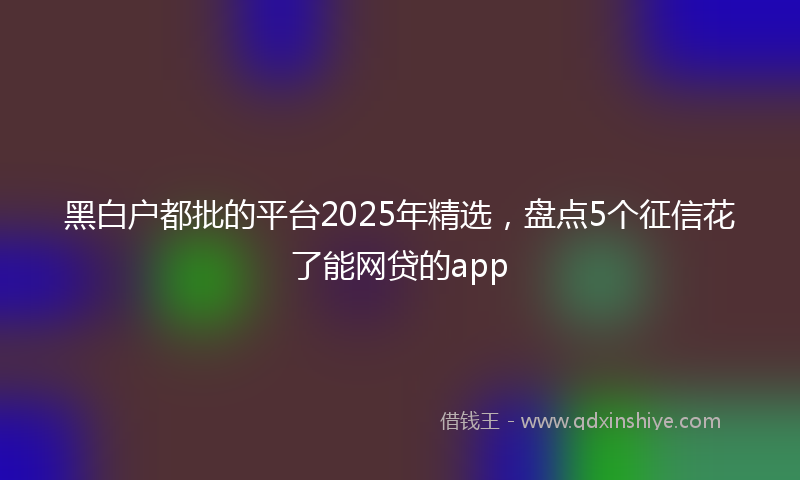 黑白户都批的平台2025年精选，盘点5个征信花了能网贷的app