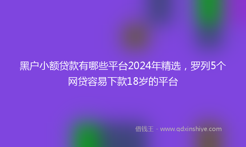 黑户小额贷款有哪些平台2024年精选，罗列5个网贷容易下款18岁的平台